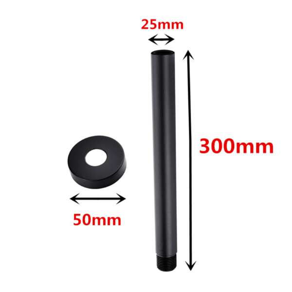 Round Black Ceiling Shower Arm 300mm - Image 3
