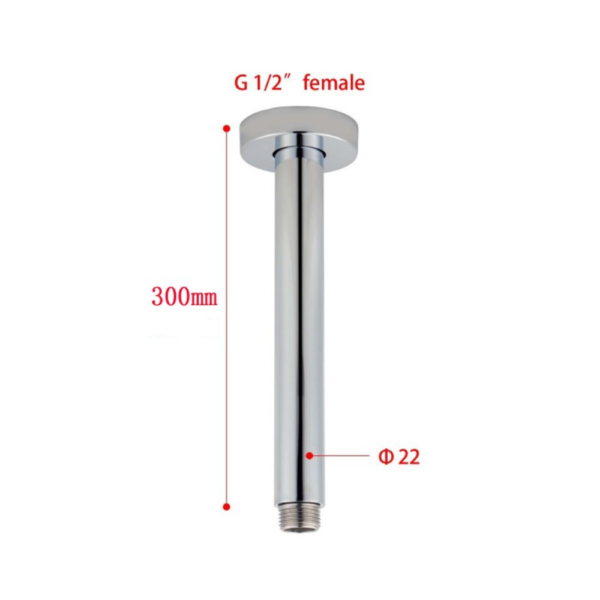 Round Black Ceiling Shower Arm 300mm - Image 4