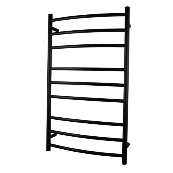 Round Matte Black Electric Heated Towel Rack 9 Bars - Image 2