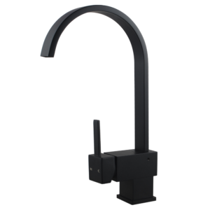 Gooseneck Black Round Kitchen Sink Mixer Tap