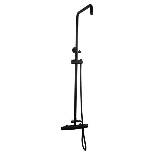 Black Round Wall Mount Bottom Inlet Shower Rail - Image 2