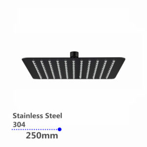 Cavallo 250mm Matte Black Ultra-Thin Shower Head