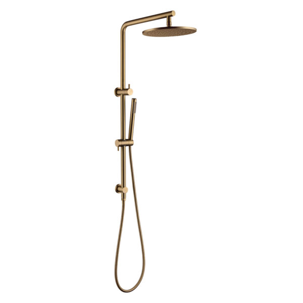 Pentro 250mm Brushed Yellow Gold Round Handheld Shower Station - Image 2