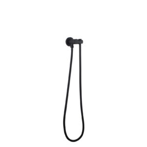 Pentro Matte Black Round Shower Holder Wall Connector & Hose