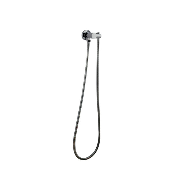 Pentro Brushed Nickel Round Shower Holder Wall Connector & Hose - Image 2