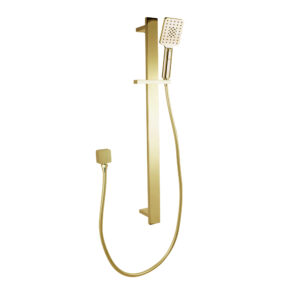 Brushed Yellow Gold Square Handheld Shower Rail Set