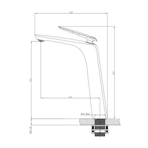 Bellino Brushed Nickel Tall Basin Mixer - Image 3