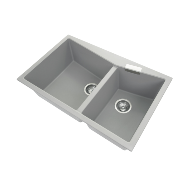 800 x 500 x 220mm Carysil Black Double Bowl Granite Kitchen Sink Top/Flush Mount - Image 3