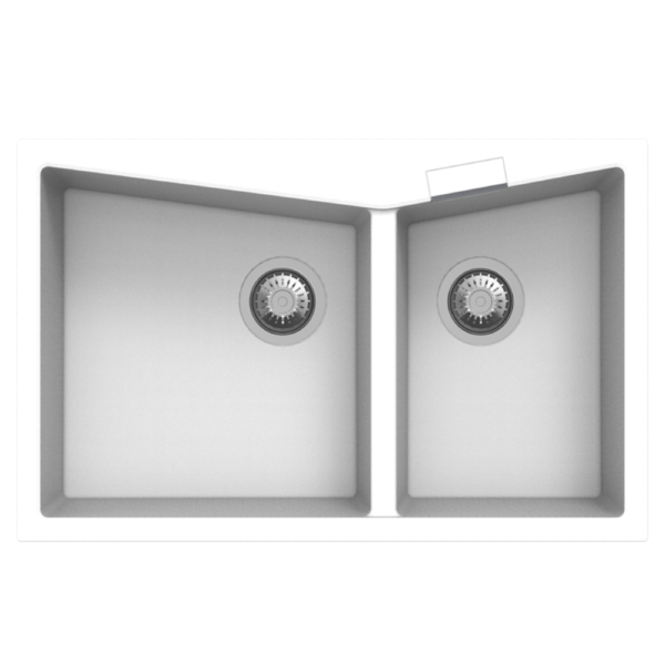 800 x 500 x 220mm Carysil Black Double Bowl Granite Kitchen Sink Top/Flush Mount - Image 4