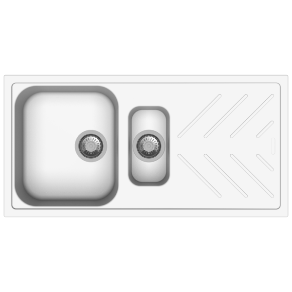 1000x500mm White Granite Quartz Stone 1 and 1/4 Kitchen Sink Double Bowls Drainboard Topmount - Image 2