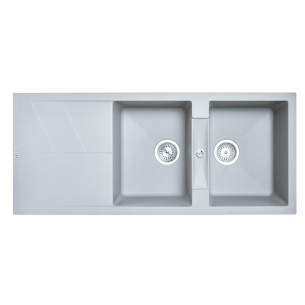 1160 x 500 x 210mm Carysil Black Double Bowl Drainer Board Granite Kitchen Sink Top/Flush/Under Mount - Image 3
