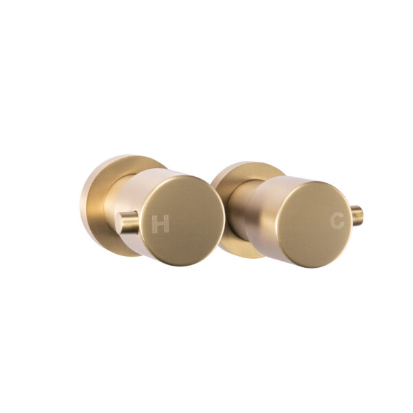 Pentro Brushed Yellow Gold Round Shower Taps Set - Image 2